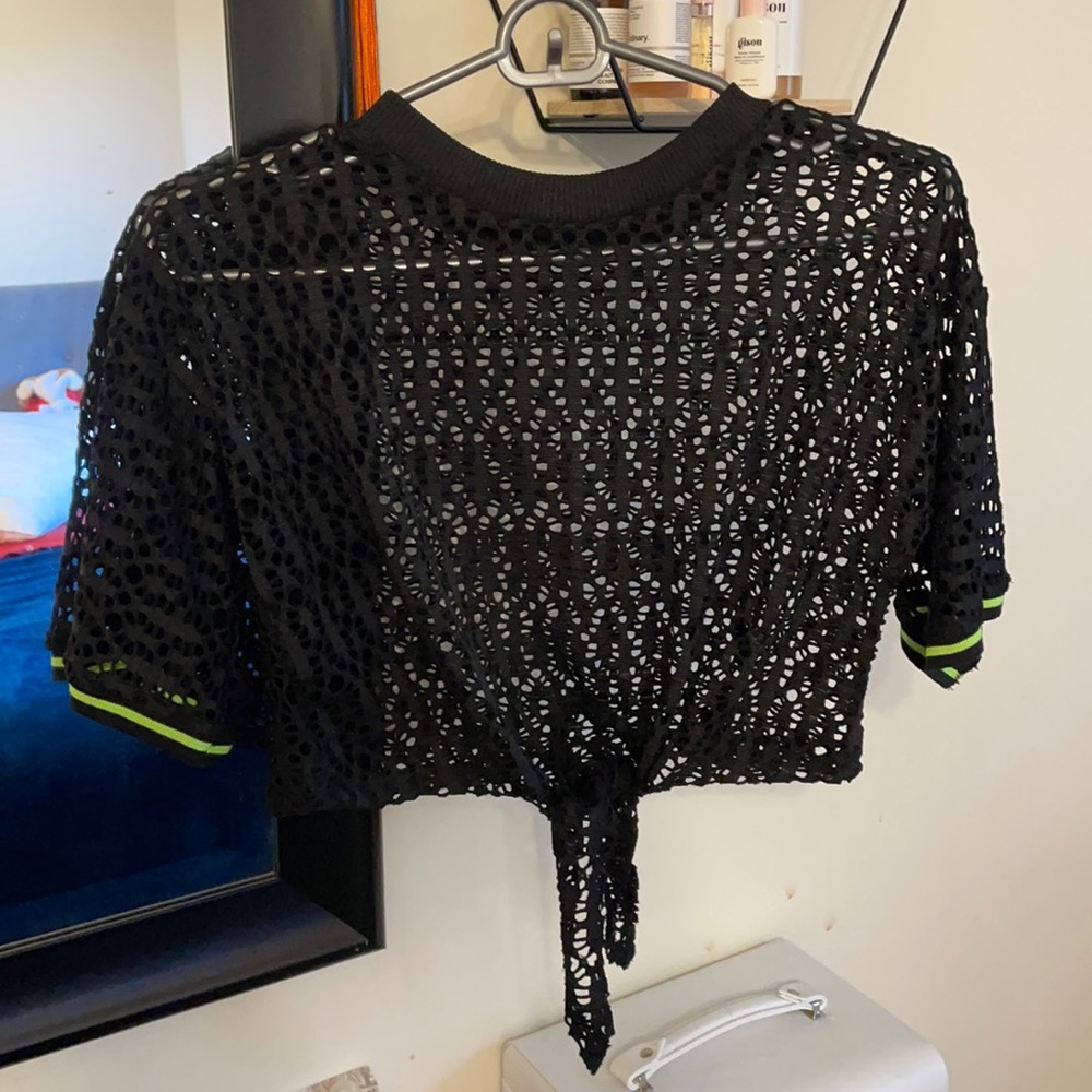 Open mesh crop top